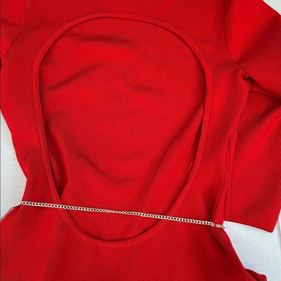 New Guess Vibrant Red Backless Dress SZ L - Picture 10 of 11